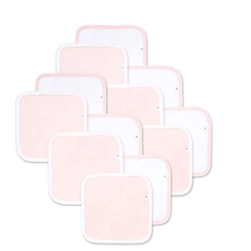 Burt's Bees Baby Washcloths, Absorbent Knit Terry, Super Soft 100% Organic Cotton - 12-Pack - Blossom Pink
