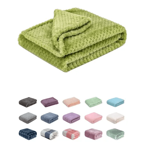 Fuzzy Blanket or Fluffy Blanket for Baby, Soft Warm Cozy Coral Fleece Toddler, Infant or Newborn Receiving Blanket for Crib, Stroller, Travel, Decorative (28Wx40L, XS-Avocado)