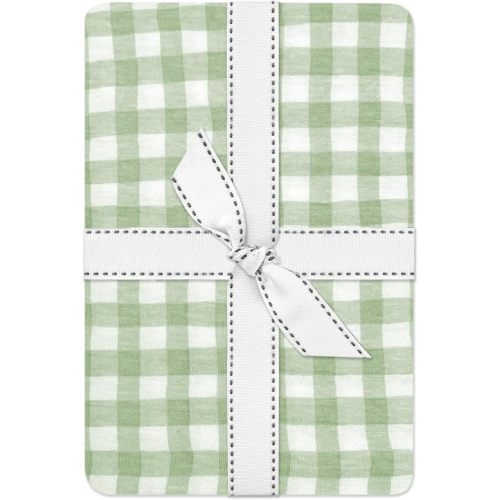 Frankie Fitted Crib Sheet 100% Organic Cotton for Baby & Toddler Mattress, Breathable for Boys & Girls, Sage Check, One Size