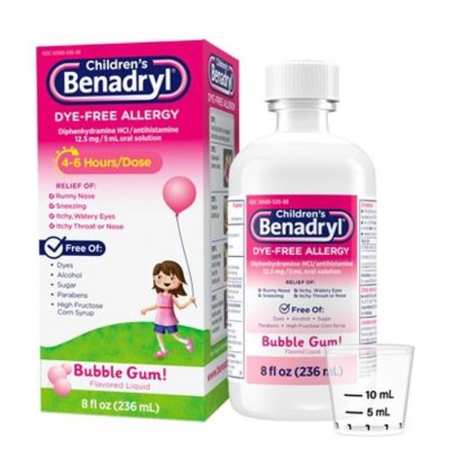 Children's Benadryl Dye-Free Allergy Liquid - Diphenhydramine HCl - Bubble Gum - 8 fl oz