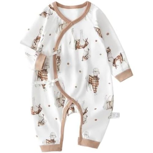 100% Organic Cotton Soft 0-6 Months Newborn Baby Romper Jumpsuits for Boys and Girls Unisex Long Sleeve