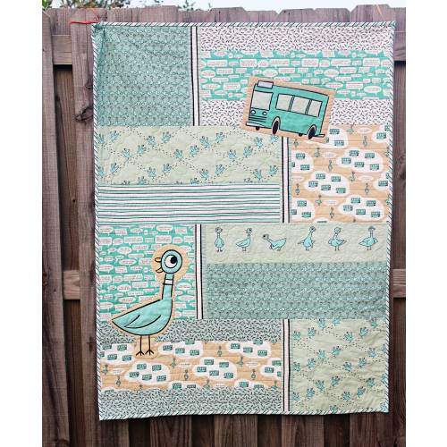 Dont Let The Pigeon Drive The Bus / Organic / Handmade Quilts / Mo Willems / Baby Quilts / Toddler Quilt / Made to Order