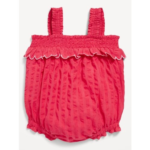 Sleeveless Ruffle-Trim Smocked One-Piece Romper for Baby