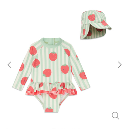 Strawberry Frilled Sunsafe Swimsuit & Hat | Baby Summer Swimsuit | MORI US