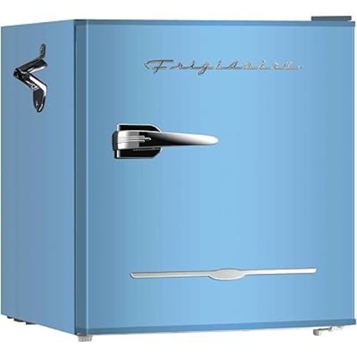 Frigidaire EFR176 Retro Compact Fridge with Chiller Mini Refrigerator with Built-in Bottle Opener for Office, Bedroom, Dorm Room or Cabin, 1.6 cu ft 16" D x 18" W x 18.5" H, Blue