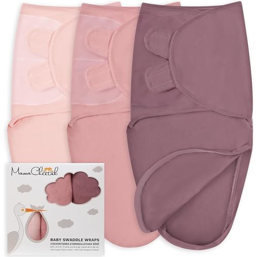 Mama Cheetah Preemie Swaddle Sack, 100% Organic Cotton Swaddle Sleep Sacks for Preemies 3-Pack, Preemie Swaddling Blanket Wrap for Baby Girl 4-7 lbs, Newborn Essentials