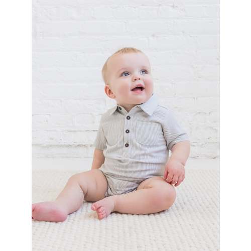 Mato Seersucker Collared Romper