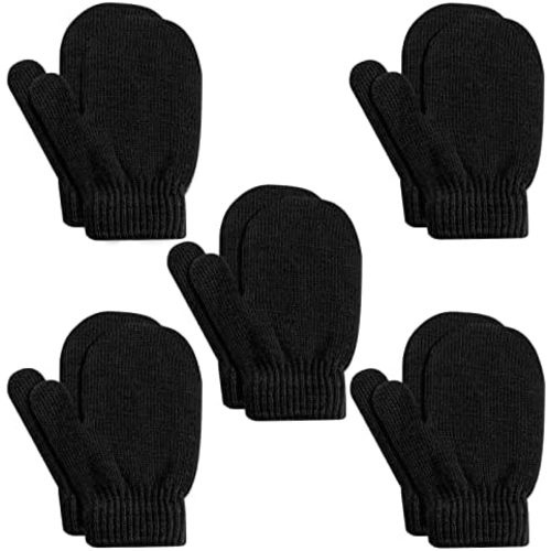 ONESING 5 Pair Toddler Mittens Black Baby Mittens Toddler Gloves Warm Newborn Mittens Winter Gloves for Baby Girls Boys