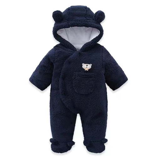 Clearance Rciityk Newborn Baby Bear Ear Hooded Jumpsuit Solid Warm Button Up Footless Rompers Winter Casual Long Sleeve Warm Snowsuit for 0-6Months Christmas Gifts - Fall/Winter Savings Clearance