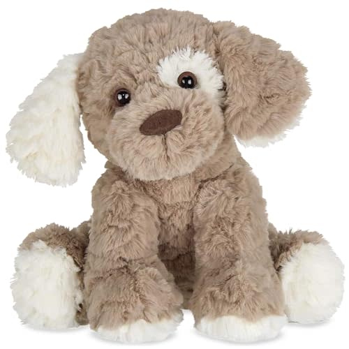 Bearington Collection Beige and Brown Dog Stuffed Animal 11 in - Puppy Stuffed Animals - Plush Dog Toys for Kids - Plushies