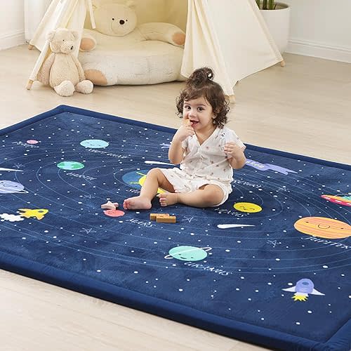 1.3" Thick Baby Floor Play Mat 59x79, Foam Play Mat for Baby(Solar System)