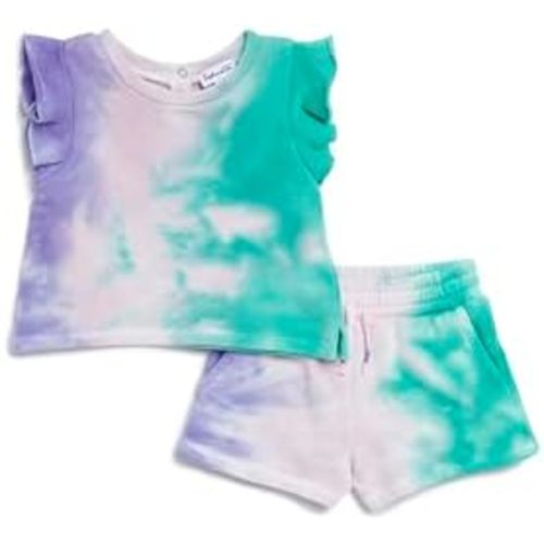 Splendid baby-girls Snowcone Tie Dye Ruffle Shoulder Sleeveless Tee Shirt and Shorts 2-piece Set