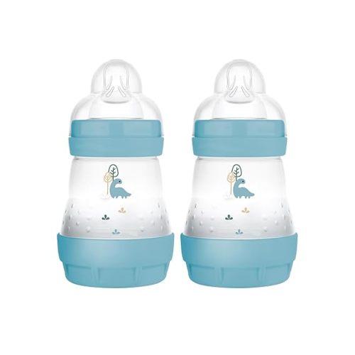 MAM 5oz Easy Start Anti-Colic Wide Neck Vented Baby Bottle, Slow Flow Breastfeeding-Like Nipple,Reduces Colic Gas & Reflux, Easy Clean, BPA Free,0+ Months, Made in Europe