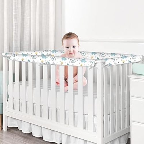 Guard Rail Protector with Print Designs - Soft Anti-Collision Strip Corner Cover, Suits for Most Standard Bed (Elephant)