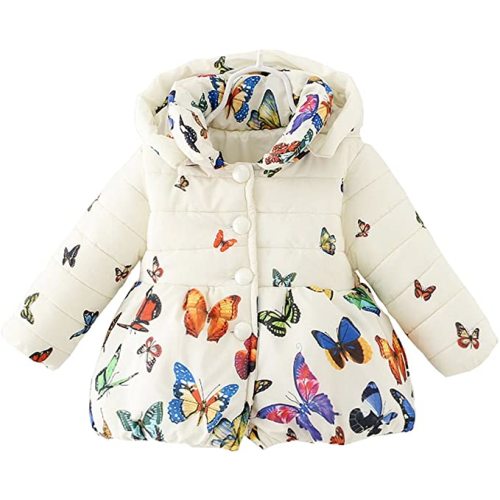 Baby Girls Winter Autumn Warm Butterfly Little Kids Toddler Jacket Coat - 4T - Beige