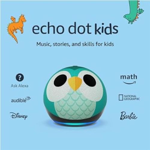 Amazon Echo Dot (5th Gen, 2022 release) Kids | Designed for kids, with parental controls | Owl