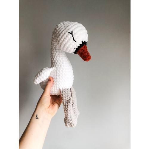 Sleepy Swan lovey, Swan Plushie, Cute Swan Stuffed Animal, Swan Plush, Handmade Sleepy Swan Doll Toy by Wolf and Co Threads