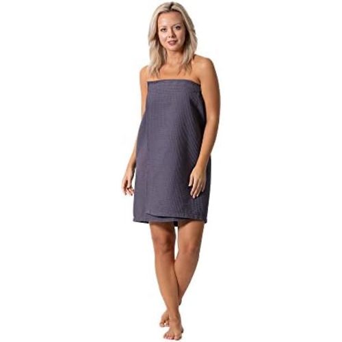 Turkish Linen Women’s Waffle Spa Body Wrap with Adjustable Closure