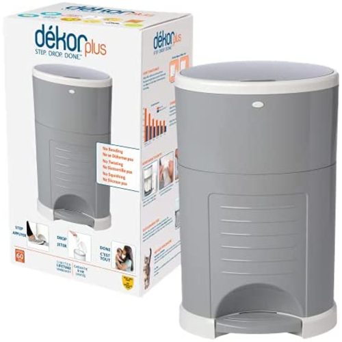 Dekor Plus Hands-Free Diaper Pail | Gray | Easiest to Use | Just Step – Drop – Done | Doesn’t Absorb Odors | 20 Second Bag Change | Most Economical Refill System |Great for Cloth Diapers