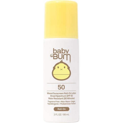 Baby Bum Mineral SPF 50 Roll-On Sunscreen | Vegan and Hawaii 104 Act Compliant (Octinoxate & Oxybenzone Free) Broad Spectrum Moisturizing UVA/UVB Easy Roller Ball Sunscreen Lotion