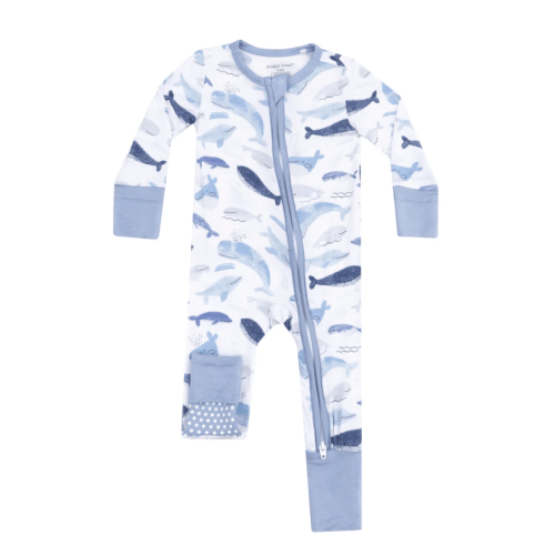 2 Way Zipper Romper - Blue Whales