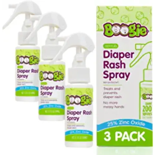 Baby Diaper Rash Cream Spray by Boogie Bottoms, No-Rub Touch Free Application for Sensitive Skin, Over 200 Sprays per Bottle, 1.7 oz, Pack of 3