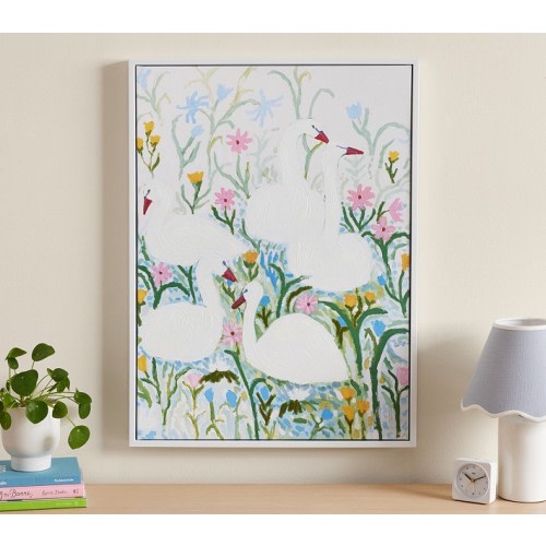 Jordan Connelly Swimming Swans Framed Wall Art (30" x 22")