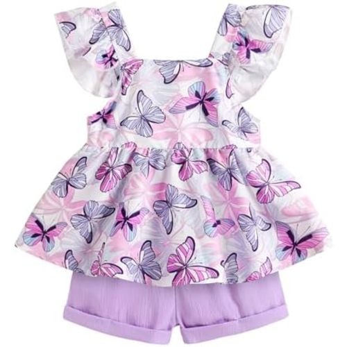 YOUNGER TREE Toddler Baby Girl Clothes Sleeveless Ruffle Bowknot Dress Top Shorts Set Summer Outfits for Little Kids Girls
