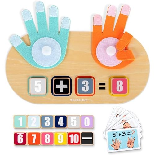 TOP BRIGHT Educational Learning Number Toys for Toddlers 2-4 Years, Kids Finger Counting Math Number Blocks Homeschool Supplies, Montessori Toys for 3 4 5 Year Old