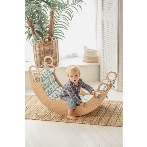 Climbing Arch with Pillow, Baby standing walking toys, Montessori furniture, Toddler First christmas gift, Wooden baby gym Montessori rocker