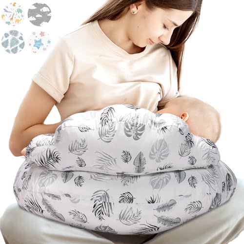 PILLANI Nursing Pillow for Breastfeeding, Breastfeeding Pillows for Mom & Baby Feeding Support, Removable Cotton Cover, w/Adjustable Waist Strap, Newborn Essentials Must Haves, Baby Registry Search