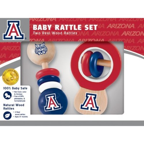 Baby Fanatic Wood Rattle 2 Pack - NCAA Arizona Wildcats Baby Toy Set