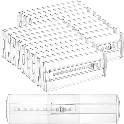 Vtopmart 18 Pack Drawer Dividers for Clothes, 4" High 10.2"-16.6" Adjustable Expandable Dresser Drawer Organizer, Clear Plastic Separators for Dresser, Baby Clothing, Underwear, Cosmetic, Toiletries