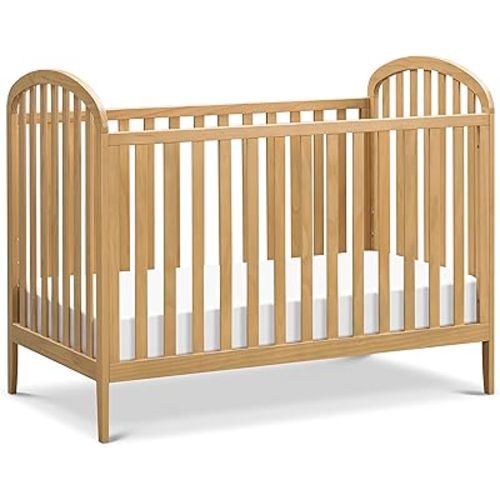 DaVinci Beau 3-in-1 Convertible Baby Crib - GREENGUARD Gold Certified Crib- Convertible Crib to Toddler Bed and Daybed - Baby Bed w/ 4 Adjustable Heights - Wooden Crib - Honey