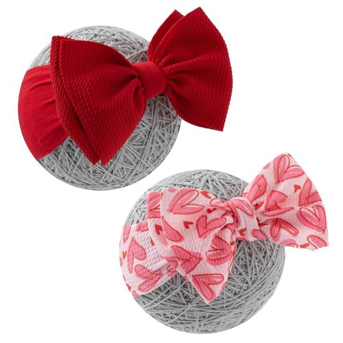 Baby Girl Bows Newborn Headband Valentine's Infant Big Bows for Birthday/Baby Shower/Photography/Baby Gifts (Red & Pink love)
