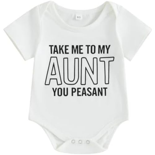 Canis Infant Newborn Baby Boy Girl Funny Auntie Bodysuit Romper Short Sleeve Letters Print Jumpsuit