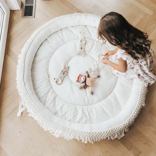 Round Macrame Baby Play Mat - Large | 100% Organic - – Finn + Emma