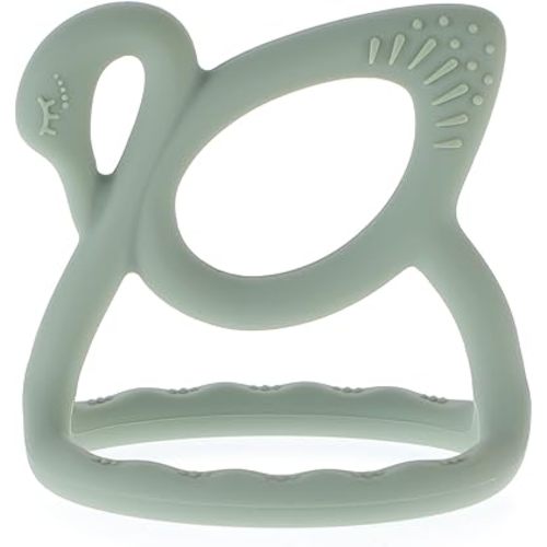 Baby Teething Toy, BPA Free Silicone Swan Shape Teether for Babies 6 Month+, Easy to Clean, Pack of 1 (Sage)