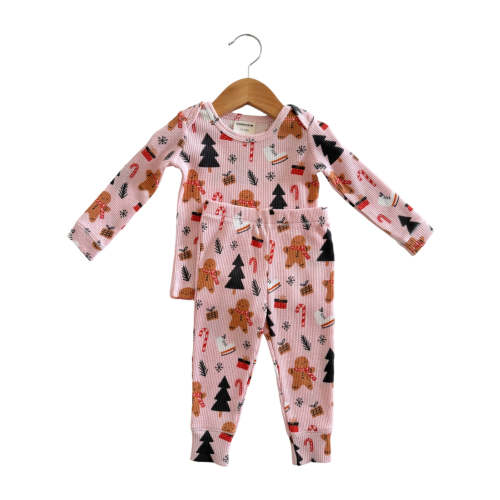 Organic Waffle 2-Piece Set, Gingerbread Wonderland Blush