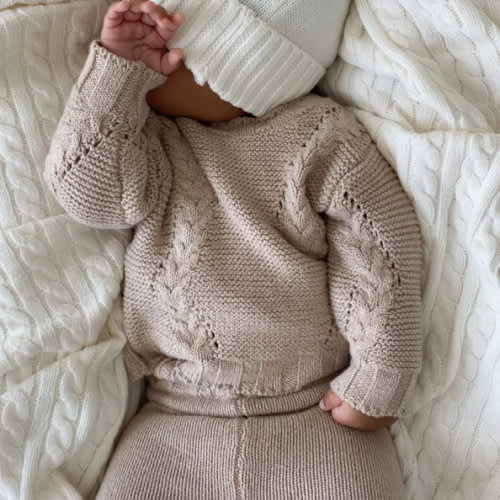 Luna + Luca Chunky Knit Sweater - Heather Beige