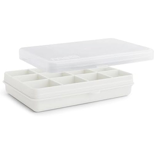 melii Snackle Box – Divided Snack Container, Food Storage for Kids, Removable Dividers, Arts & Crafts, Beads, BPA-Free (White, 12 Compartments)