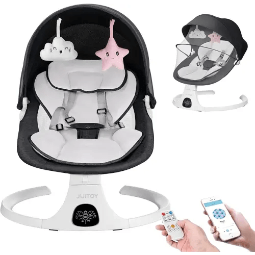Baby Swing for Infants to Toddler Electric Newborn Swing with 5-Speed 3-Seat Positions 5-Point Carabiner,with Bluetooth Music 10-Preset Melodies, Indoor and Outdoor use