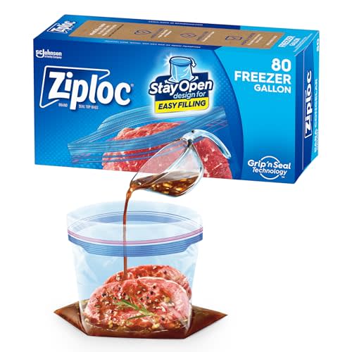 Ziploc Gallon Food Storage Freezer Bags, Stay Open Design, Easy to Fill, 80 count