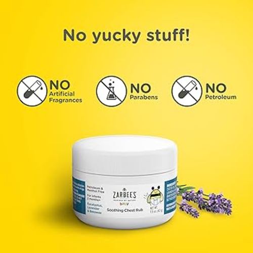 Amazon.com: Zarbee's Baby Soothing Chest Rub with Eucalyptus & Lavender, Petroleum-Free Safe and Effective Formula, 1.5 Ounce : Health & Household