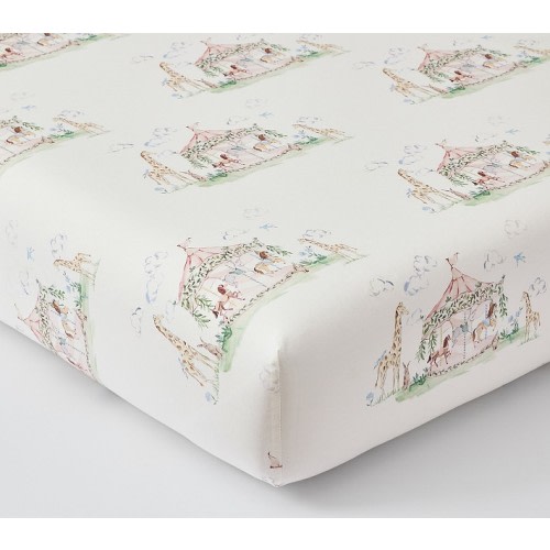 AERIN Carousel Organic Crib Fitted Sheet