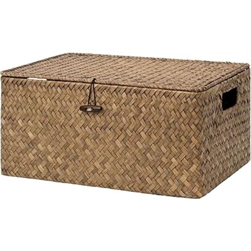 Wicker Basket with Lid for Organizing