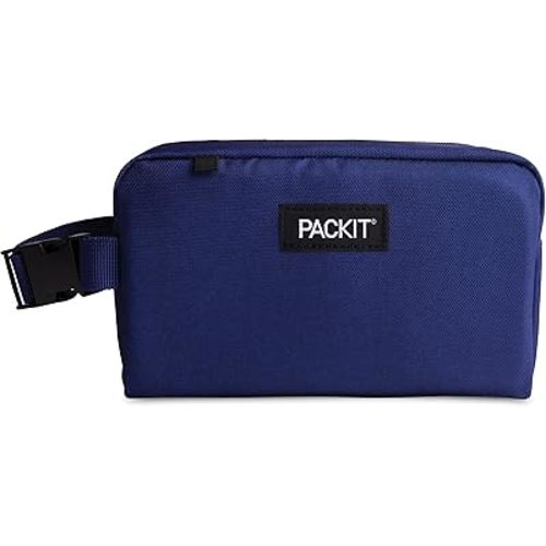PackIt® Freezable Snack Box, True Blue, Built with EcoFreeze® Technology, Collapsible, Reusable, Zip Closure with Buckle Handle, Designed For Work Snacks, Fresh Snacks On the Go, Adults, and All Ages