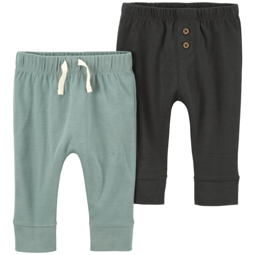 Grey/Olive Baby 2-Pack Pull-On Cotton Pants | Carter’s Oshkosh Canada