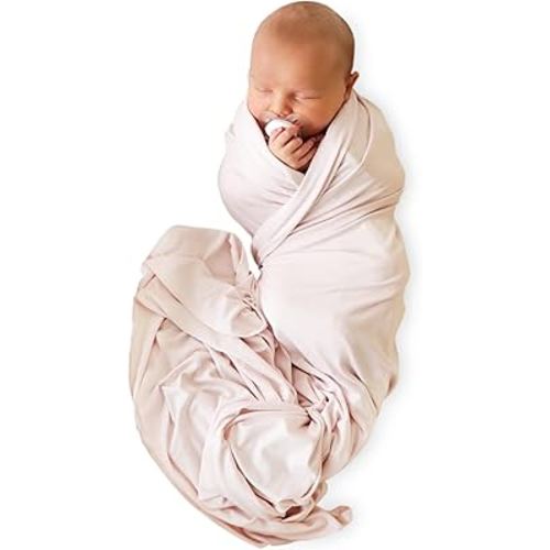Caden Lane Baby Swaddle & Receiving Blanket, Soft, Breathable & Temperature-Regulating Bamboo Viscose Fabric for Swaddling Newborns, Gender Neutral Infant Blanket for Boys & Girls, Pale Pink