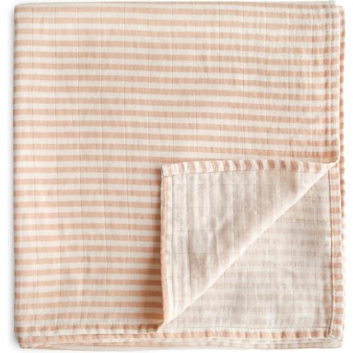 mushie Muslin Baby Swaddle Blanket | 100% Organic Cotton (Natural Stripe)